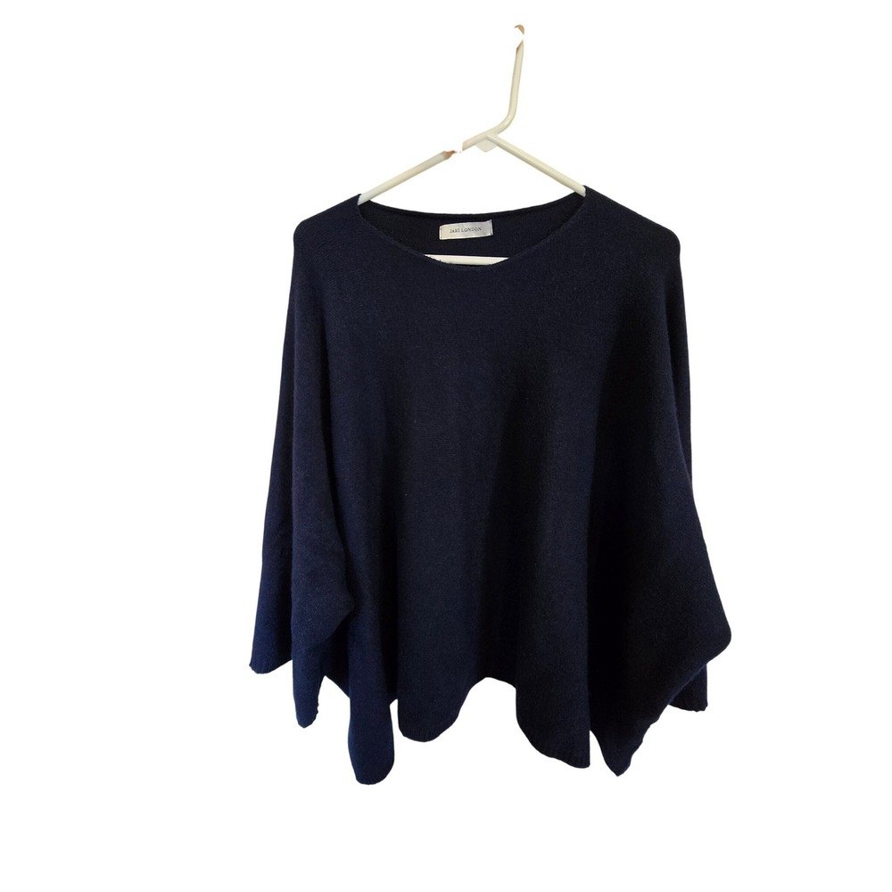 Jaki London Dark‎ Navy Blue Poncho Fit Sweater Fine Knitwear Women's Size M/L